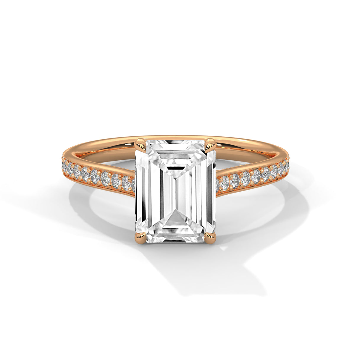 Emerald Accented Lab Grown Diamond Engagement Ring