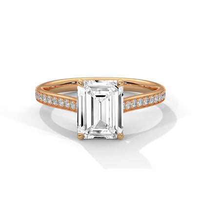 Emerald Accented Lab Grown Diamond Engagement Ring