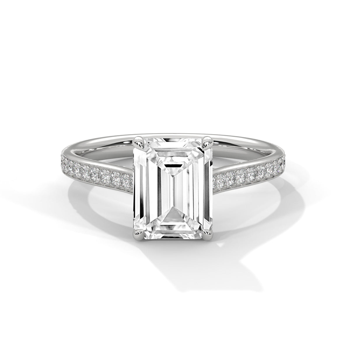 Emerald Accented Lab Grown Diamond Engagement Ring