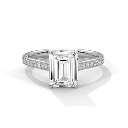 Emerald Accented Lab Grown Diamond Engagement Ring