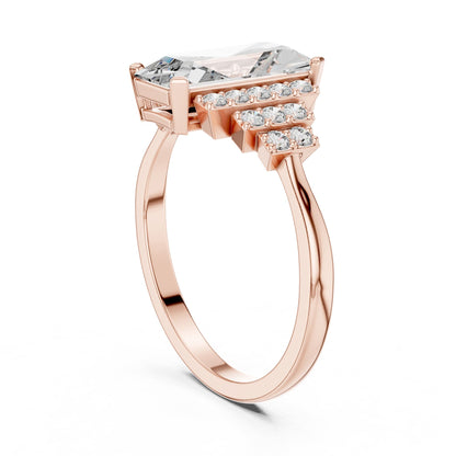 Emerald Accented Lab Grown Diamond Engagement Ring