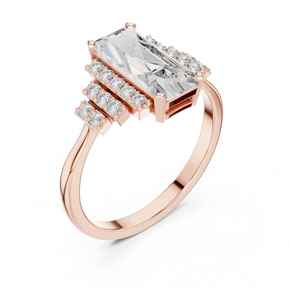 Emerald Accented Lab Grown Diamond Engagement Ring