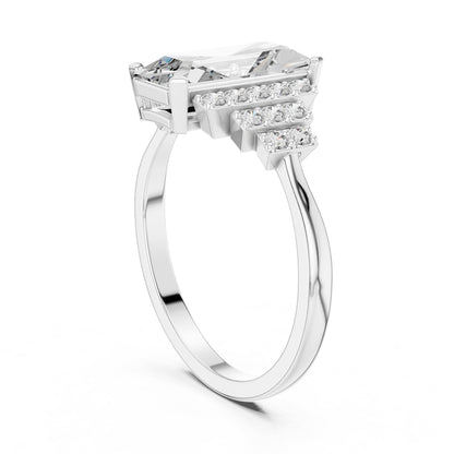 Emerald Accented Lab Grown Diamond Engagement Ring