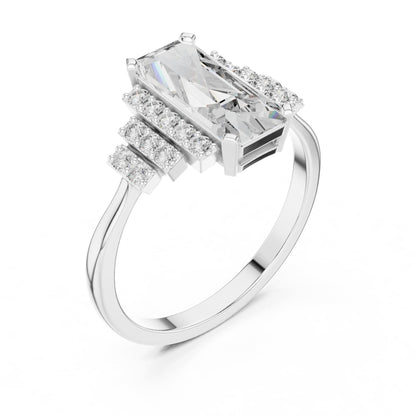 Emerald Accented Lab Grown Diamond Engagement Ring