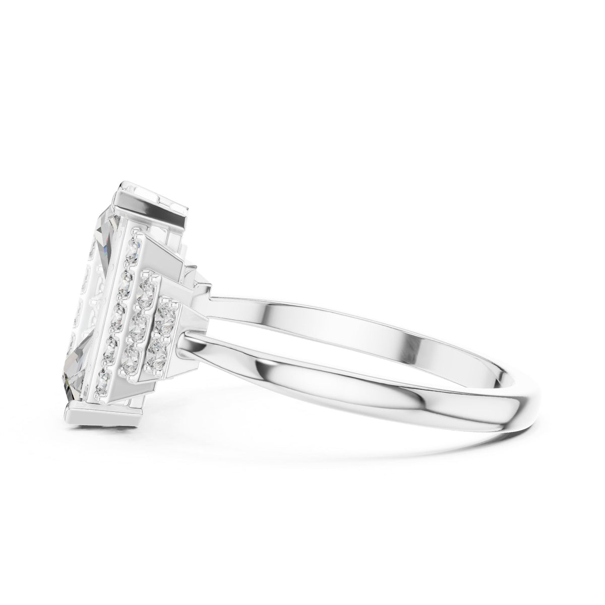 Emerald Accented Lab Grown Diamond Engagement Ring