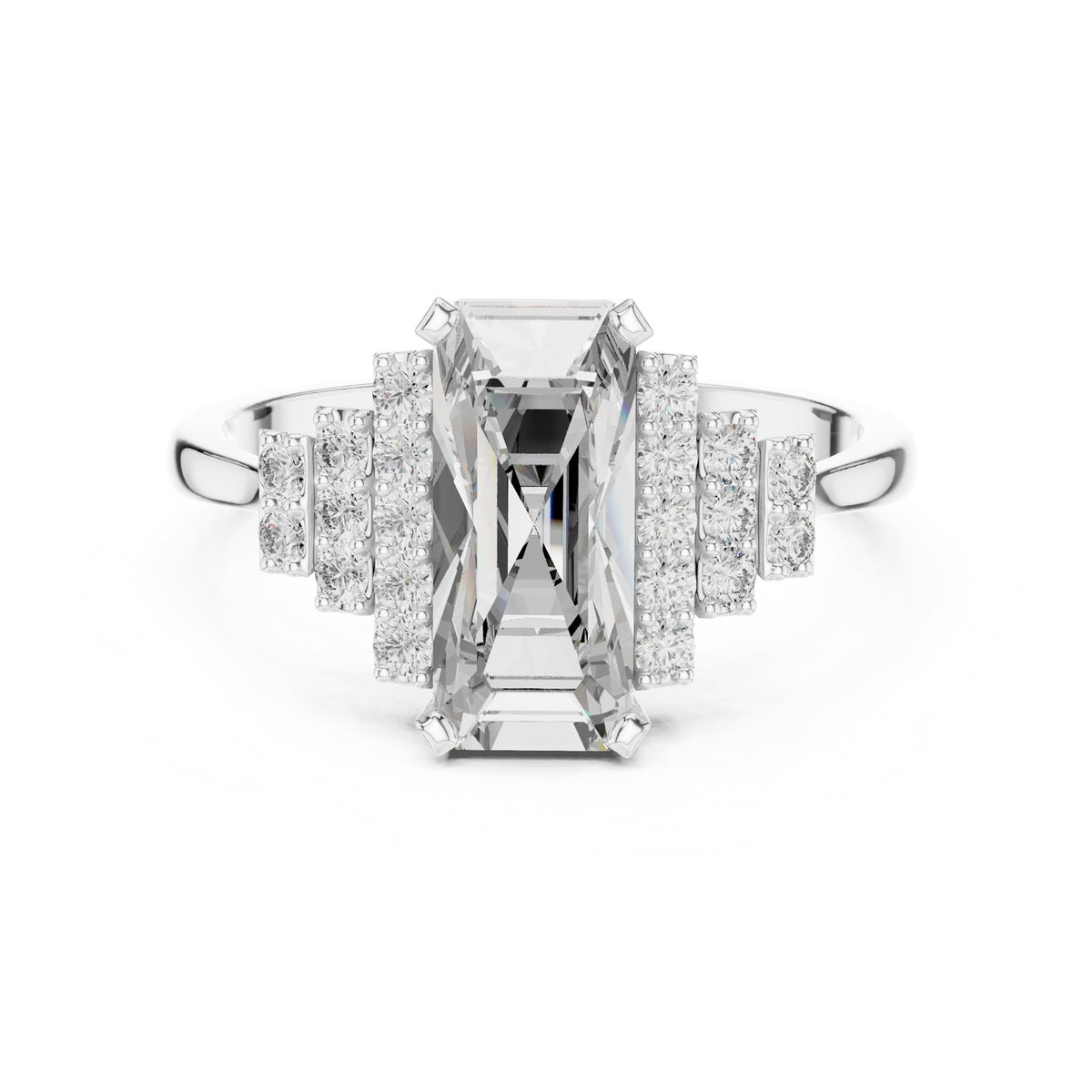 Emerald Accented Lab Grown Diamond Engagement Ring