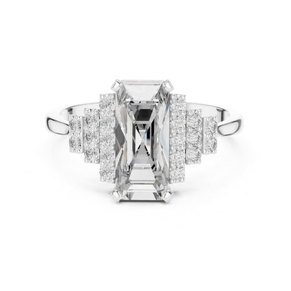 Emerald Accented Lab Grown Diamond Engagement Ring