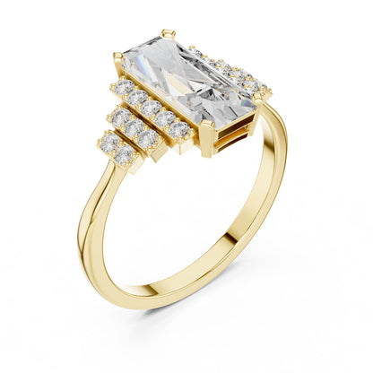 Emerald Accented Lab Grown Diamond Engagement Ring