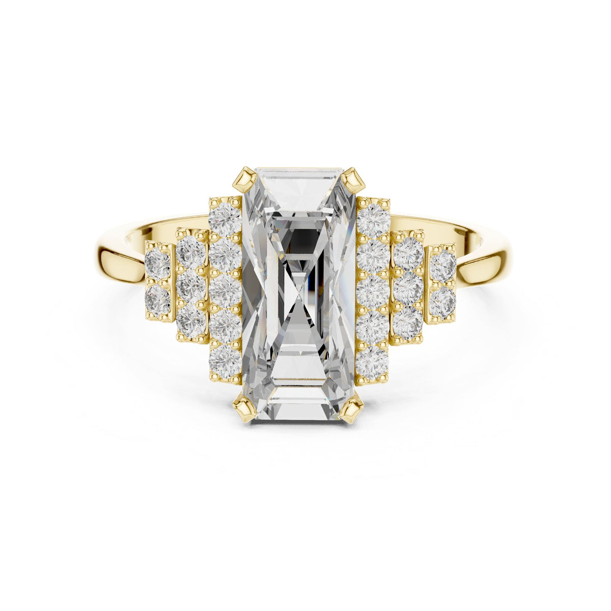 Emerald Accented Lab Grown Diamond Engagement Ring