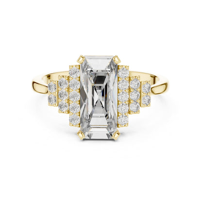 Emerald Accented Lab Grown Diamond Engagement Ring