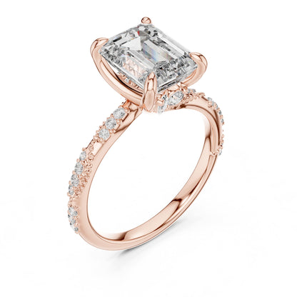 Emerald Accented Lab Grown Diamond Engagement Ring