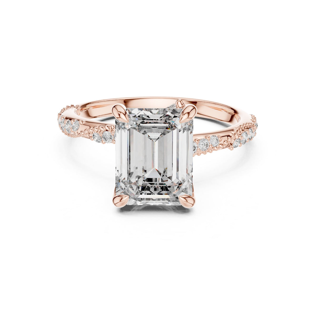 Emerald Accented Lab Grown Diamond Engagement Ring