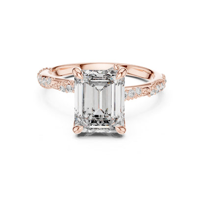 Emerald Accented Lab Grown Diamond Engagement Ring