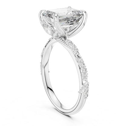 Emerald Accented Lab Grown Diamond Engagement Ring