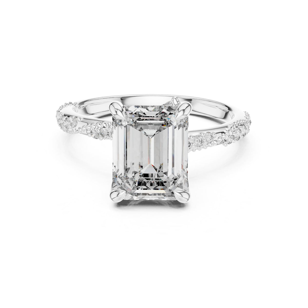 Emerald Accented Lab Grown Diamond Engagement Ring