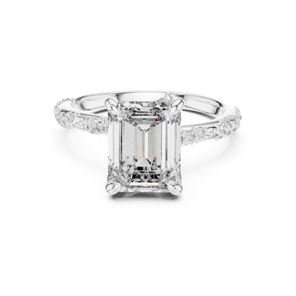Emerald Accented Lab Grown Diamond Engagement Ring