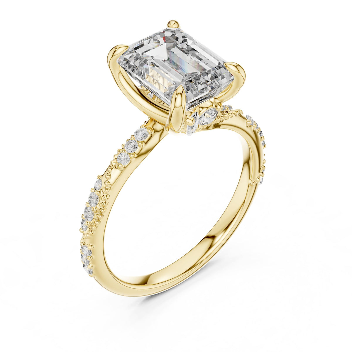 Emerald Accented Lab Grown Diamond Engagement Ring