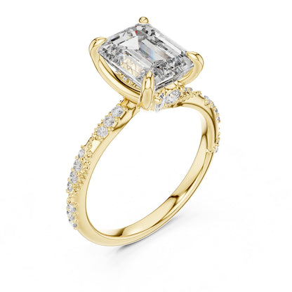 Emerald Accented Lab Grown Diamond Engagement Ring