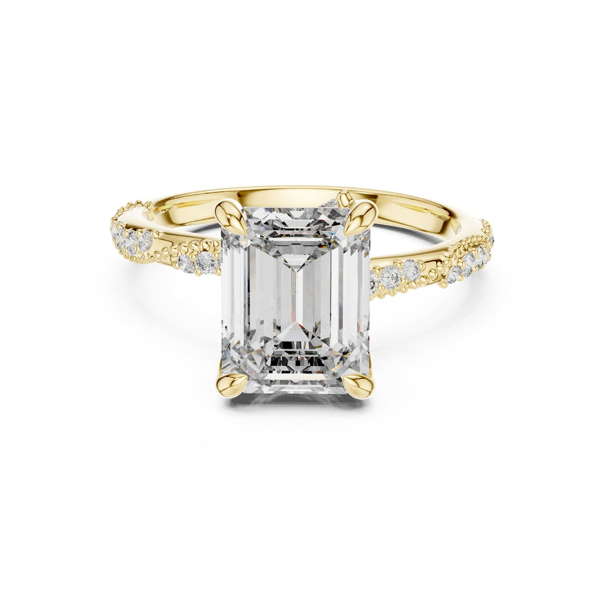 Emerald Accented Lab Grown Diamond Engagement Ring