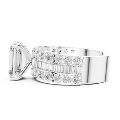 Emerald Accented Lab Grown Diamond Engagement Ring