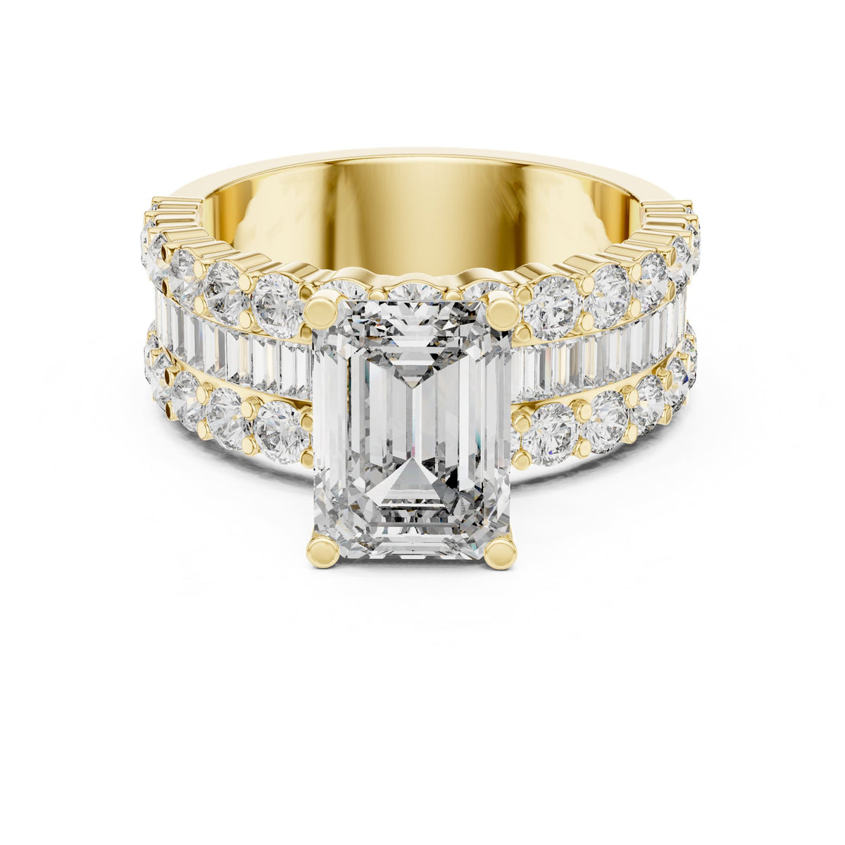 Emerald Accented Lab Grown Diamond Engagement Ring