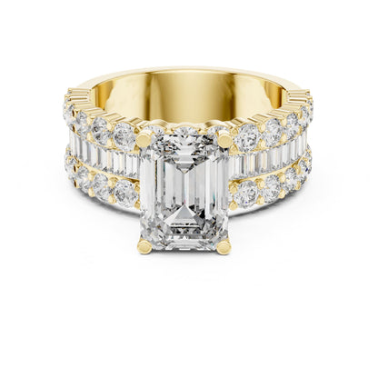 Emerald Accented Lab Grown Diamond Engagement Ring