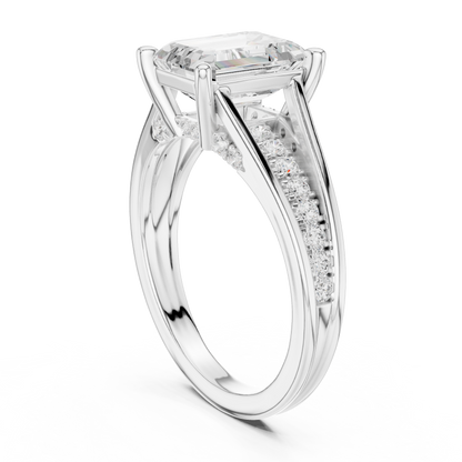 Emerald Accented Lab Grown Diamond Engagement Ring