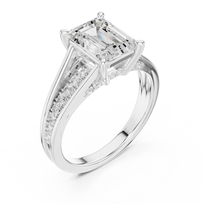 Emerald Accented Lab Grown Diamond Engagement Ring
