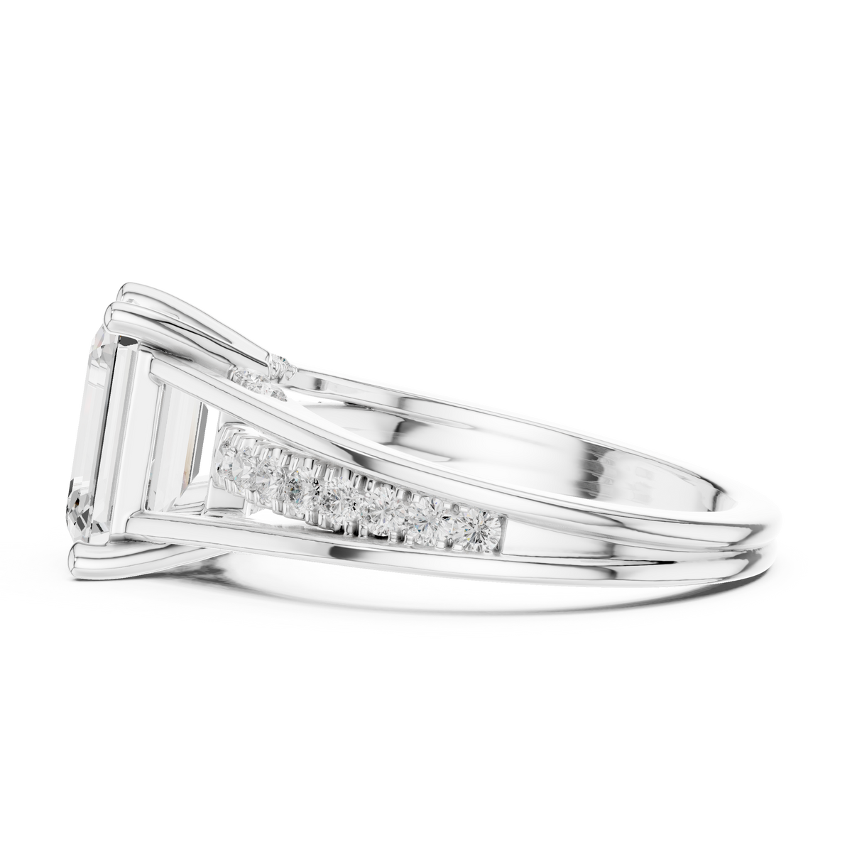 Emerald Accented Lab Grown Diamond Engagement Ring