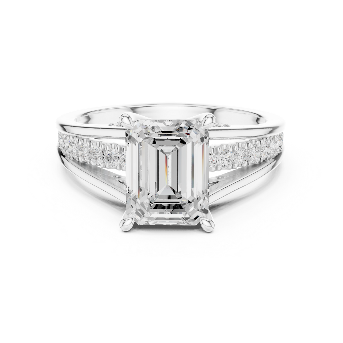 Emerald Accented Lab Grown Diamond Engagement Ring