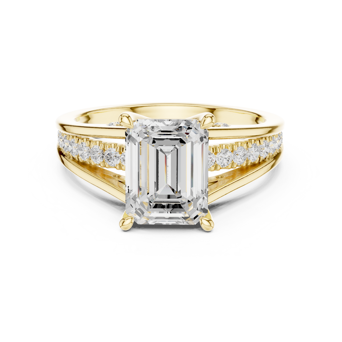 Emerald Accented Lab Grown Diamond Engagement Ring