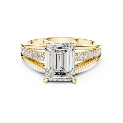 Emerald Accented Lab Grown Diamond Engagement Ring