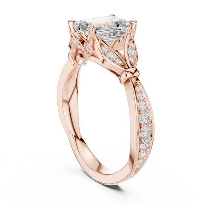 Emerald Accented Lab Grown Diamond Engagement Ring