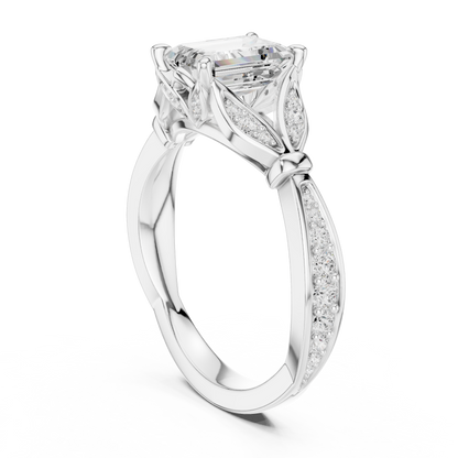 Emerald Accented Lab Grown Diamond Engagement Ring
