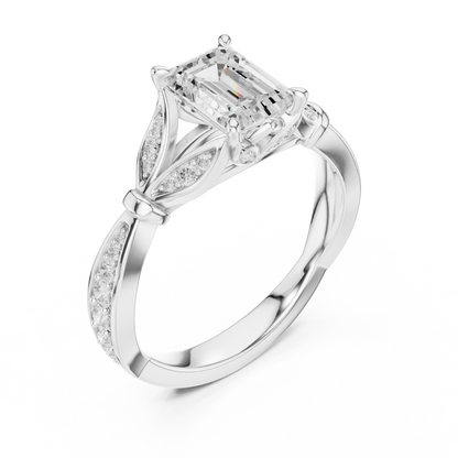 Emerald Accented Lab Grown Diamond Engagement Ring