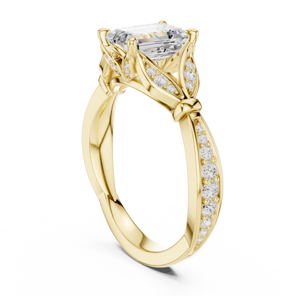 Emerald Accented Lab Grown Diamond Engagement Ring