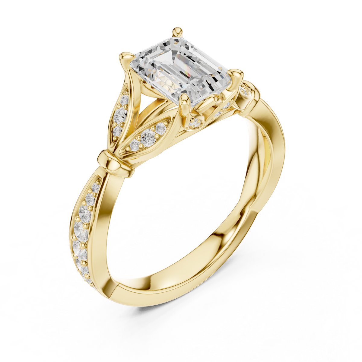 Emerald Accented Lab Grown Diamond Engagement Ring
