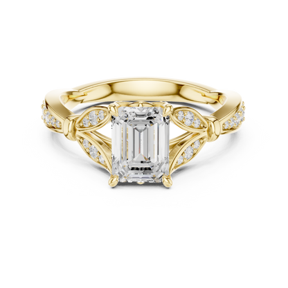 Emerald Accented Lab Grown Diamond Engagement Ring