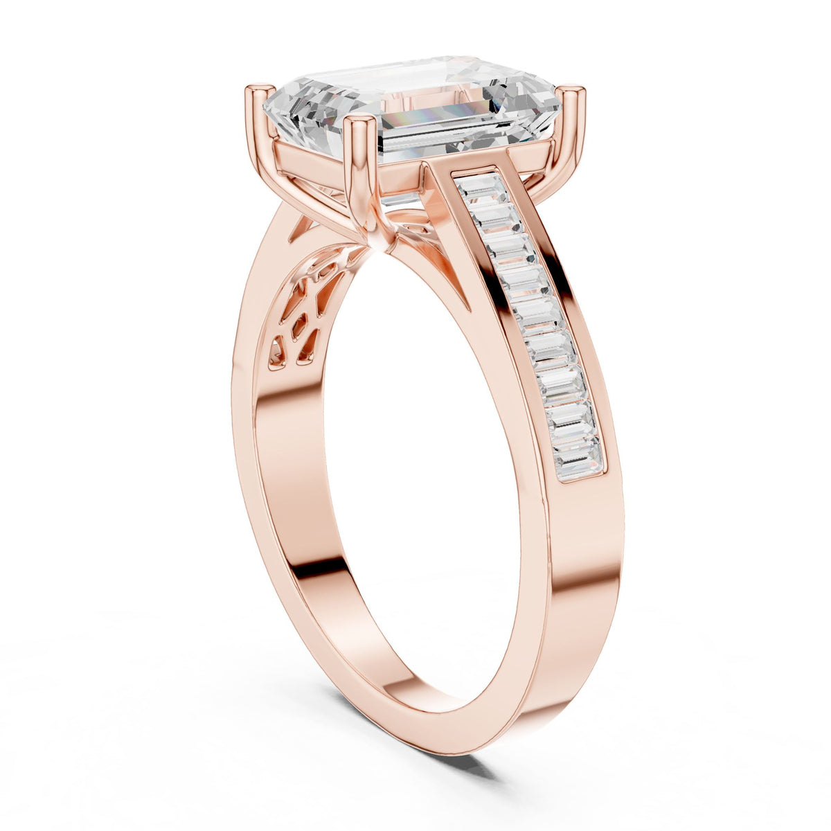 Emerald Accented Lab Grown Diamond Engagement Ring