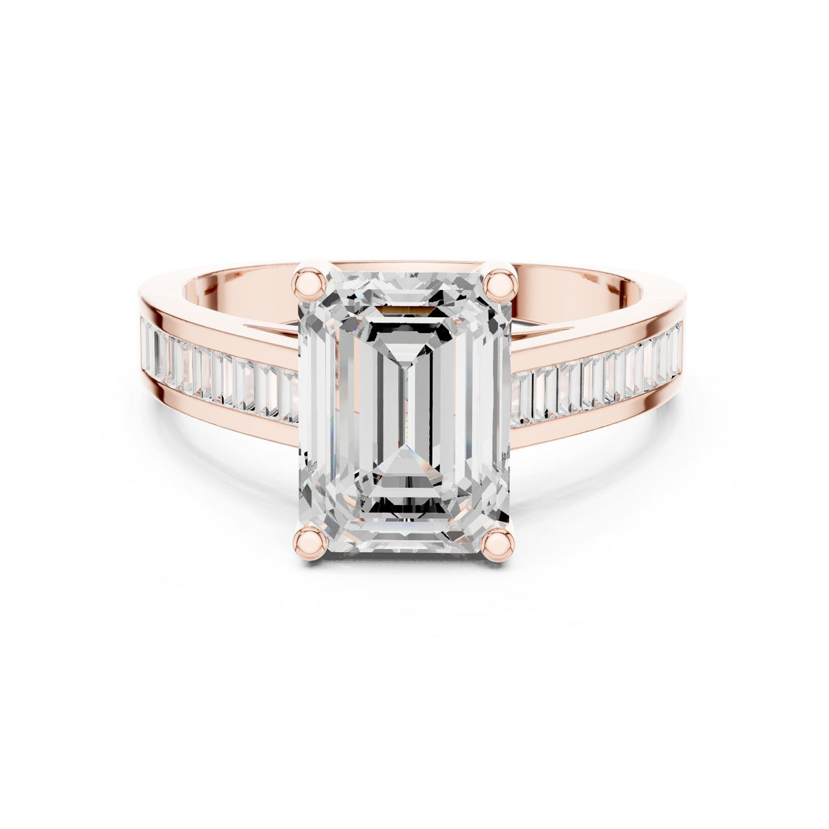 Emerald Accented Lab Grown Diamond Engagement Ring