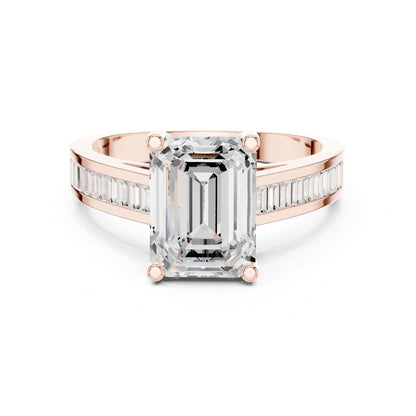 Emerald Accented Lab Grown Diamond Engagement Ring