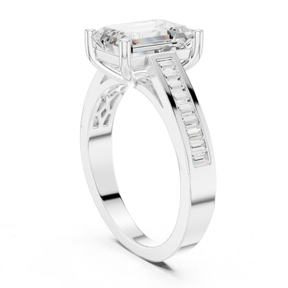 Emerald Accented Lab Grown Diamond Engagement Ring