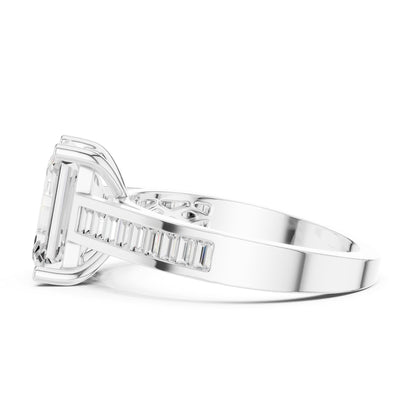 Emerald Accented Lab Grown Diamond Engagement Ring