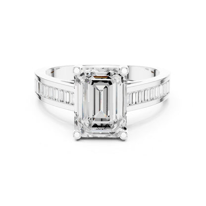 Emerald Accented Lab Grown Diamond Engagement Ring