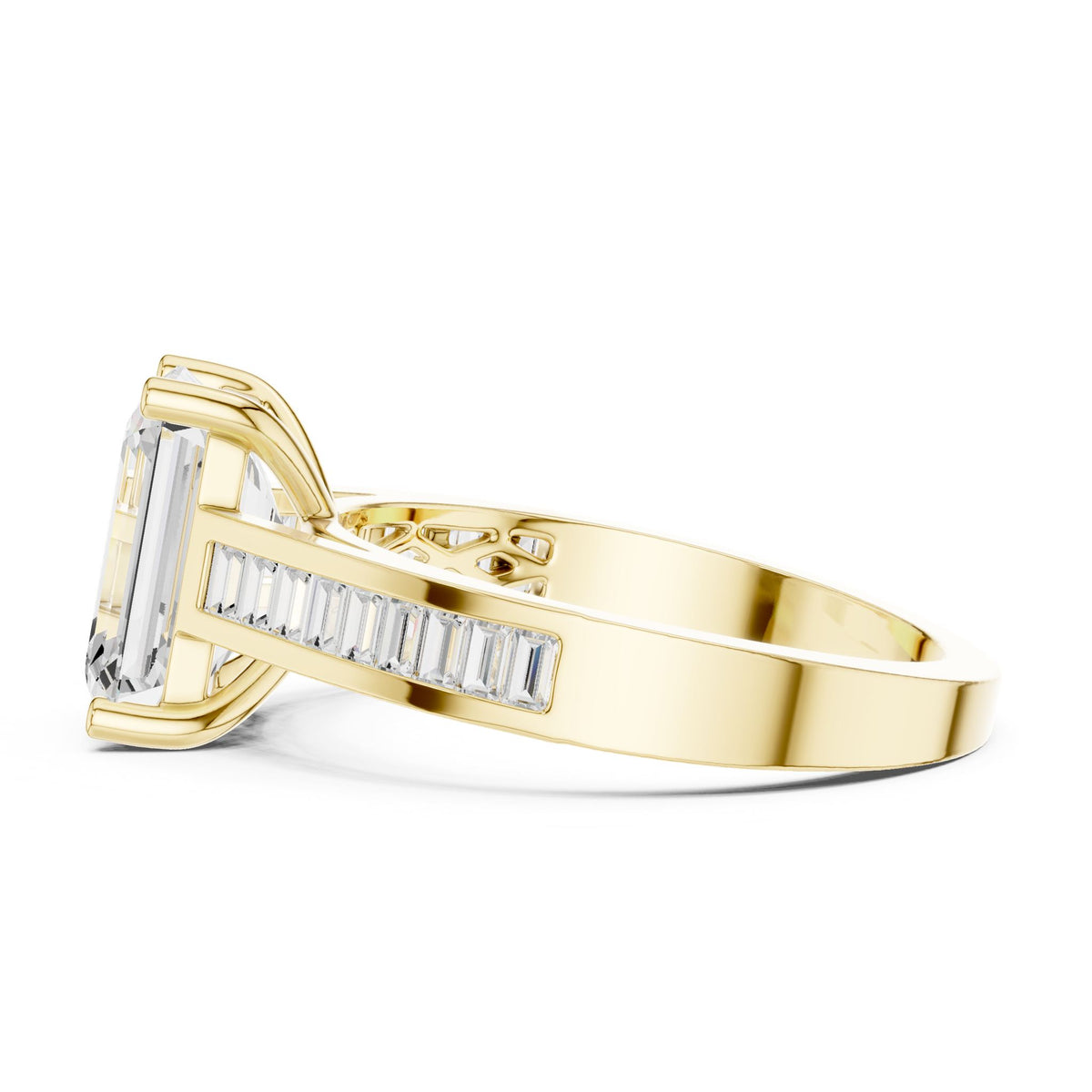 Emerald Accented Lab Grown Diamond Engagement Ring