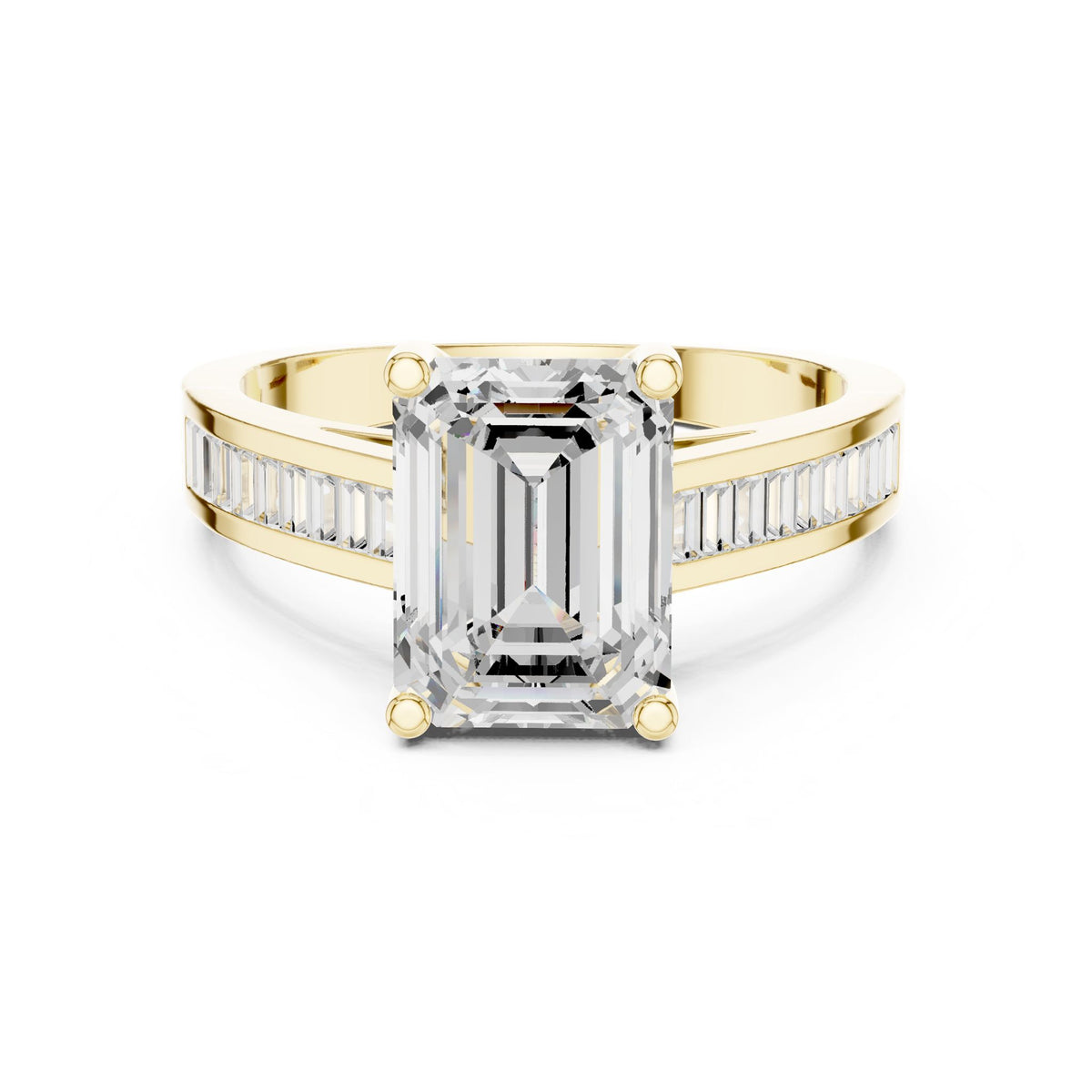 Emerald Accented Lab Grown Diamond Engagement Ring