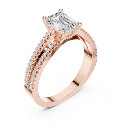 Emerald Accented Lab Grown Diamond Engagement Ring