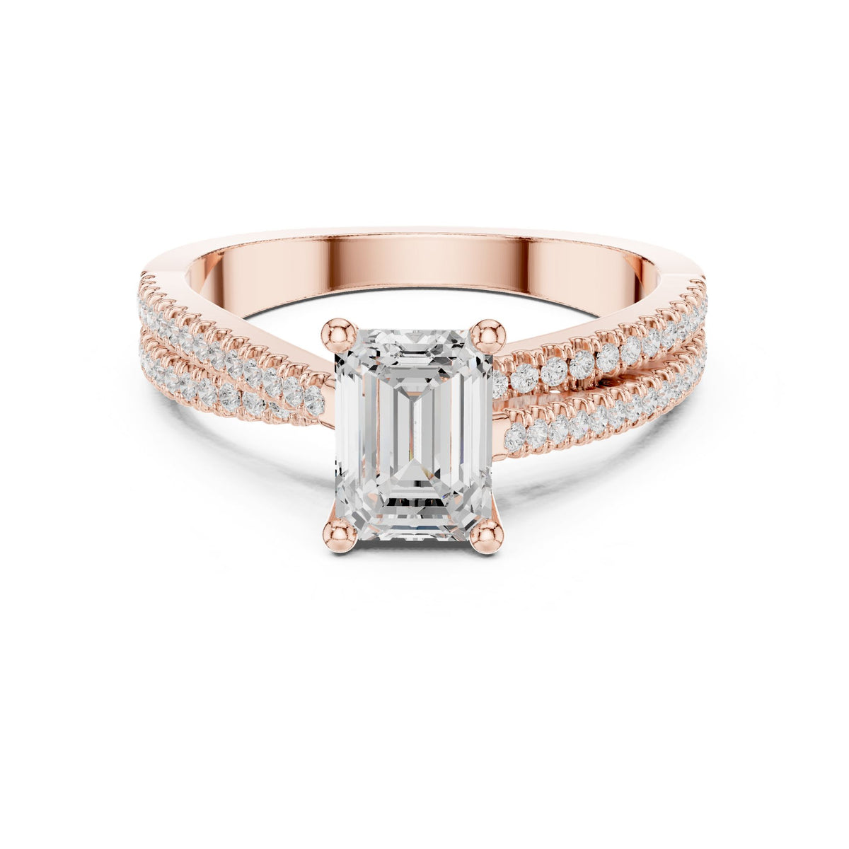 Emerald Accented Lab Grown Diamond Engagement Ring