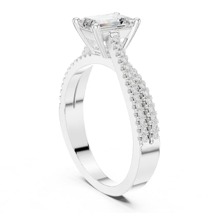 Emerald Accented Lab Grown Diamond Engagement Ring