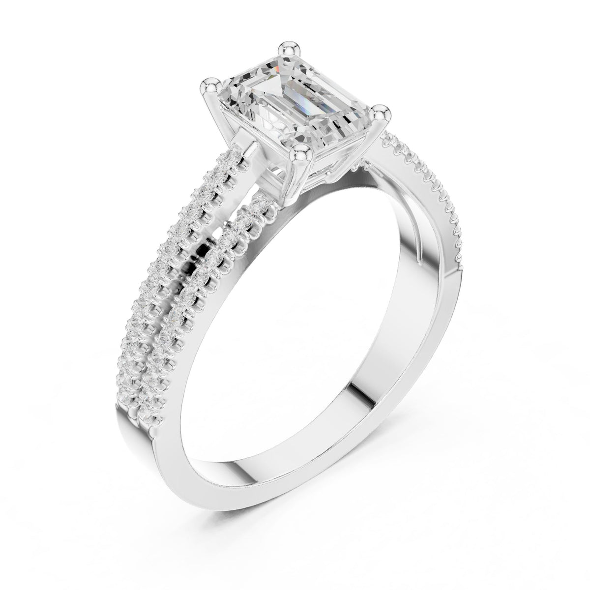 Emerald Accented Lab Grown Diamond Engagement Ring